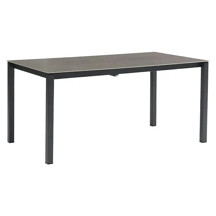 Barths Gartentisch Palazzo - L x B x H: 210 x 90 x 75 cm, Aluminium, Sintered Stone, Rechteckig, Ausziehbar, Anthrazit - Schlichter Esstisch mit einer Tischplatte in Steinoptik und einem robusten, dunklen Metallgestell für den modernen Essbereich.