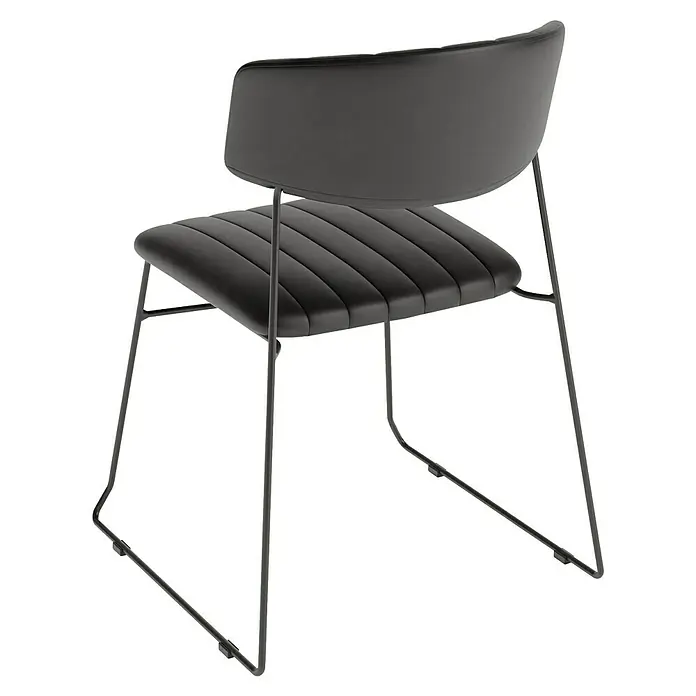 Feros Stapelstuhl Mundo - Stahl, Velours, Schwarz, B x T x H: 46,5 x 49 x 105 cm - Moderner grauer Stuhl mit schlankem Metallgestell und komfortabler Sitzfläche. Ideal für Esszimmer oder Büro.