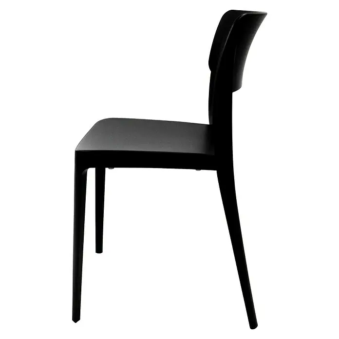 Stapelstuhl Wing - Polypropylen, Schwarz, B x T x H: 47 x 50 x 82 cm - Schwarzer Stuhl mit geschwungenem Rückendesign, der sich perfekt für moderne Esszimmer und Arbeitsbereiche eignet. Komfort und Stil vereint.