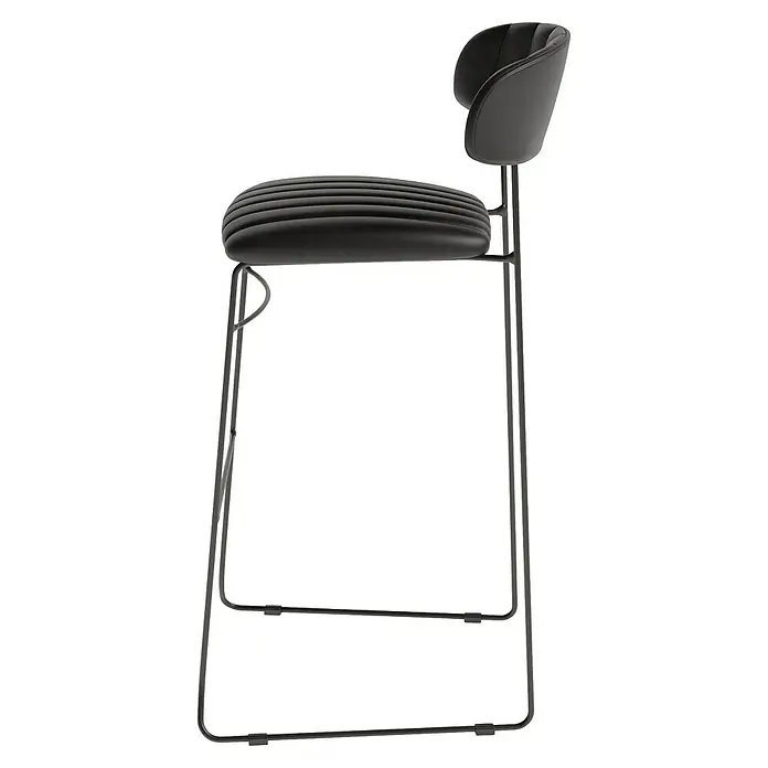 Feros Garten-Barhocker Mundo - Stahl, Kunstleder, Schwarz, B x T x H: 46,5 x 49 x 105 cm - Dieser moderne Barhocker in dunklen Farbtönen verfügt über eine gepolsterte Sitzfläche und eine Rückenlehne, ideal für jede moderne Küchentheke.