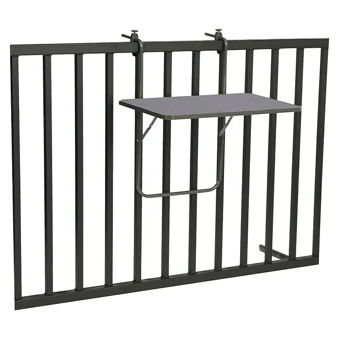 Barths Balkon-Hängetisch Boy - L x B x H: 60 x 40 x 5 cm, Stahl, Anthrazit, Klappbar - Balkontisch zur einfachen Befestigung am Geländer, ideal für kleine Flächen. Robuste Konstruktion für den Außenbereich.