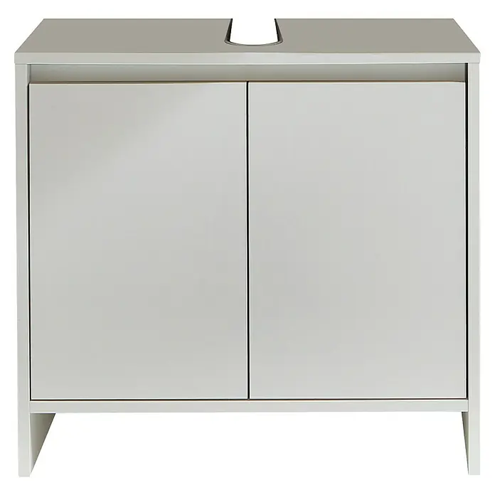 Trendteam Mueble bajo de lavabo Basic - 60 x 28 x 55 cm, Blanco - Moderno mueble de baño blanco con dos puertas y hueco para el lavabo. Diseño elegante para cualquier baño.