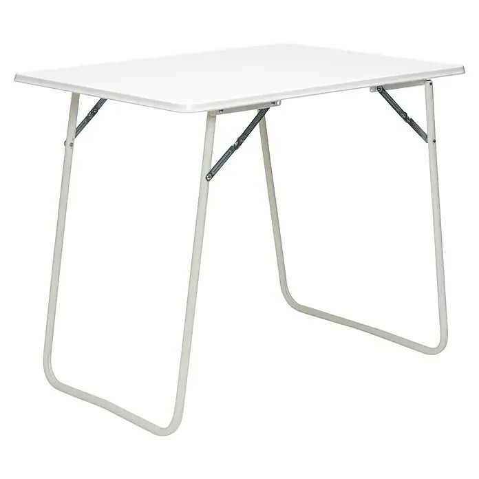 Barths Campingtisch - L x B x H: 60 x 80 x 67 cm, Stahl, Weiß - Klapptisch: Ein weißer, quadratischer Klapptisch mit einem stabilen, metallenen Rahmen für vielseitige Nutzung.