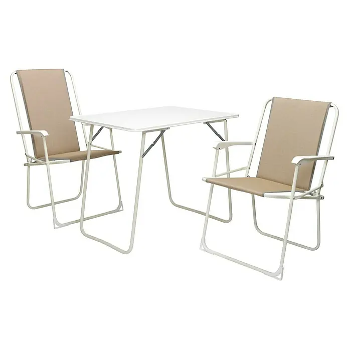 Barths Campingtisch - L x B x H: 60 x 80 x 67 cm, Stahl, Weiß - Einladende Gartengarnitur mit Tisch und zwei Stühlen, perfekt für entspannte Stunden im Freien und gesellige Zusammenkünfte.
