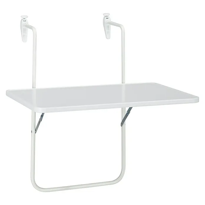 Barths Balkon-Hängetisch Boy - L x B x H: 60 x 40 x 5 cm, Stahl, Weiß, Klappbar - Klappbarer Hängetisch in Weiß für platzsparende Nutzung. Ideal für kleine Räume und einfache Montage. Robuste Konstruktion.