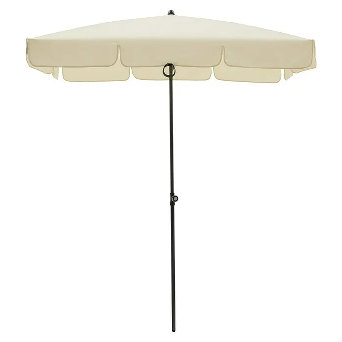 Sunfun Balkonschirm Messina II - Natur, Bespannungsmaß (L x B): 180 x 120 cm - Der cremefarbene Gartenschirm mit dem schwarzen Ständer spendet Schatten. Er ist ideal für den Garten und die Terrasse.