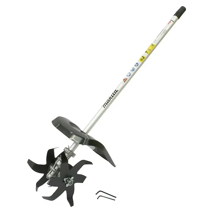 Makita Kultivator Aufsatz KR400MP - 16 cm Arbeitsbreite - Bild einer Makita Kultivatoraufsatz, ein praktisches Werkzeug für Gartenarbeiten. Ideal zum Auflockern und Vorbereiten des Bodens.