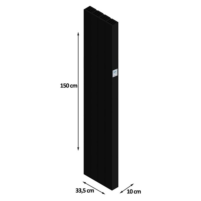 HJM Emisor térmico vertical WiFi AVA V (1.000 W, Negro, 10 x 33,5 x 150 cm, Cerámico) | BAUHAUS