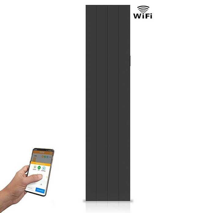 HJM Emisor térmico vertical WiFi AVA V (1.000 W, Negro, 10 x 33,5 x 150 cm, Cerámico) | BAUHAUS