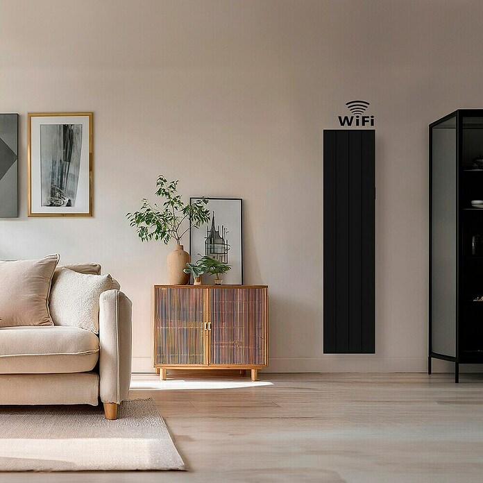 HJM Emisor térmico vertical WiFi AVA V (1.000 W, Negro, 10 x 33,5 x 150 cm, Cerámico) | BAUHAUS