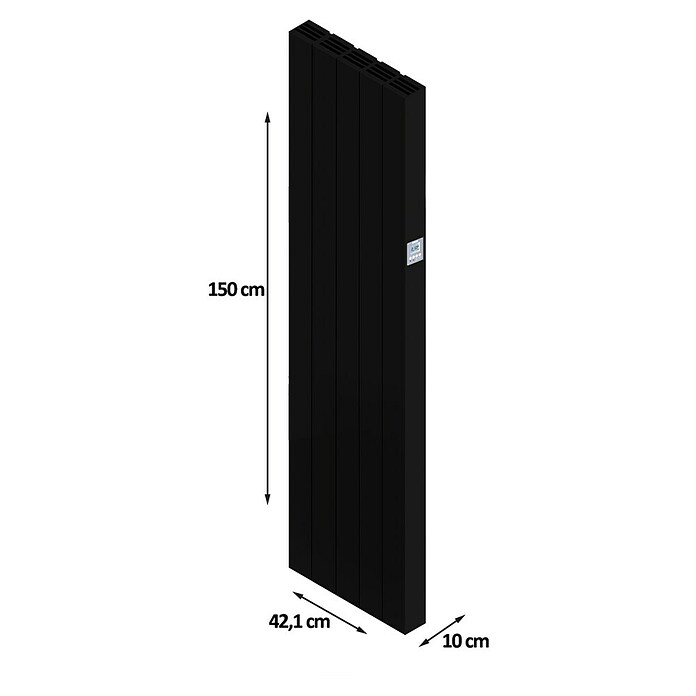 HJM Emisor térmico vertical WiFi AVA V (1.500 W, Negro, 10 x 42,1 x 150 cm, Cerámico) | BAUHAUS
