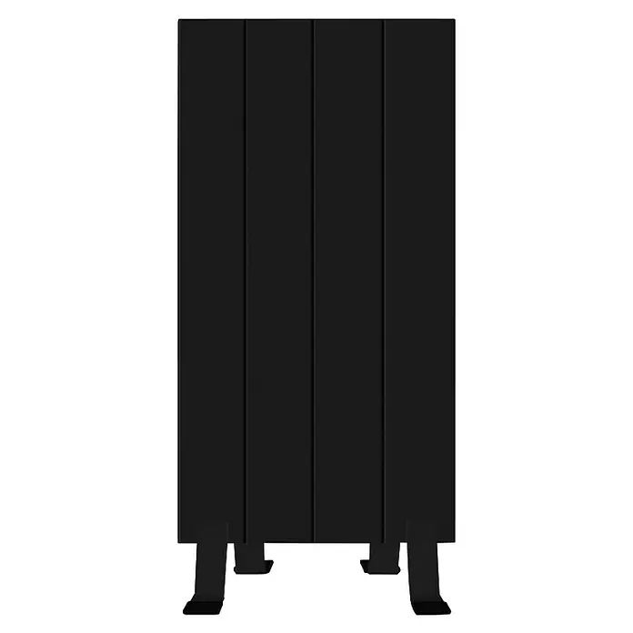 HJM Emisor térmico Elian - 500 W, Negro, 10 x 33,5 x 50 cm, Seco - La imagen muestra un aparador elegante y moderno en negro intenso, ideal para espacios de vida contemporáneos. El diseño del aparador desprende elegancia y estilo.