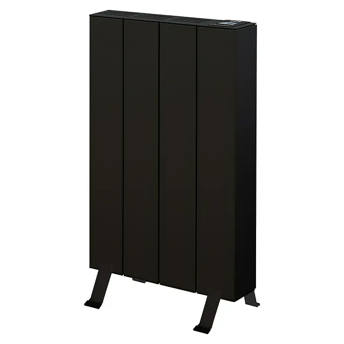 HJM Emisor térmico Elian - 500 W, Negro, 10 x 33,5 x 50 cm, Seco - Radiador eléctrico negro con cuatro paneles y pantalla digital. Un calefactor moderno para un calor eficiente en cualquier habitación.