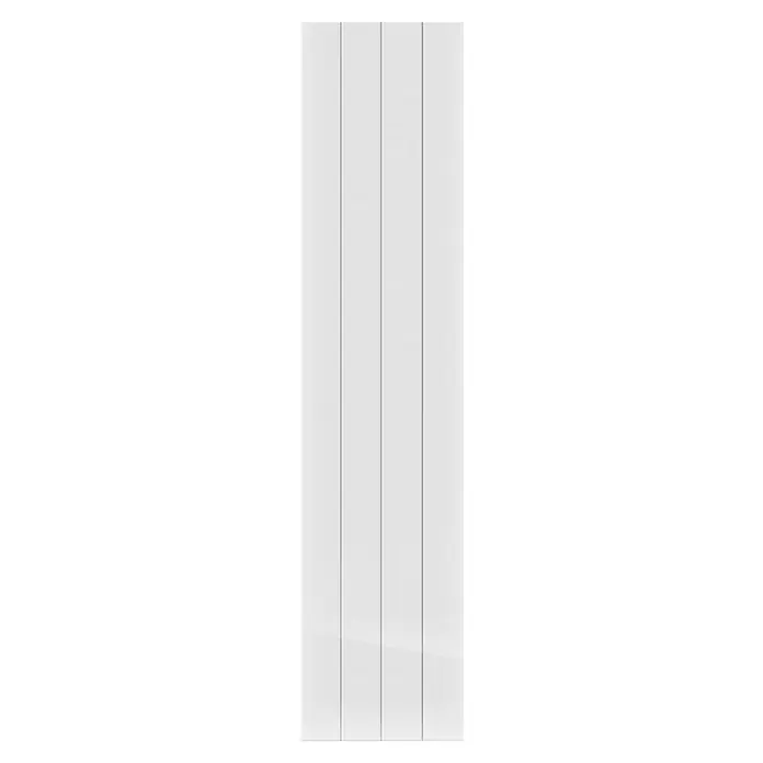 HJM Emisor térmico vertical WiFi AVA V - 1.000 W, Blanco, 10 x 33,5 x 150 cm, Cerámico - Primer plano de un radiador blanco con paneles verticales, que muestra una solución de calefacción moderna y eficiente.