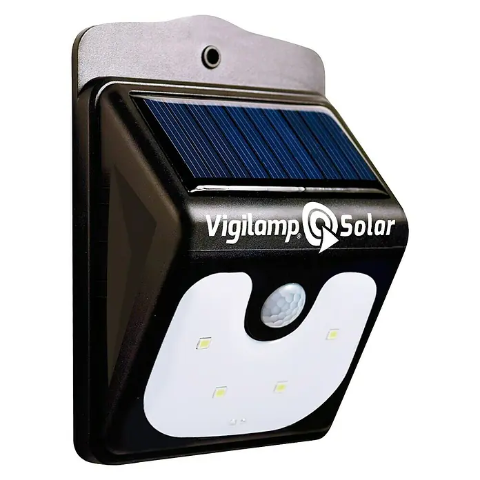 Solar-Außenwandleuchte Vigilamp - 0,8 W, L x B x H: 4,2 x 9,2 x 12,3 cm, Weiß, Schwarz, IP44 - Schwarze Vigilamp Solar-Wandleuchte mit Bewegungssensor und Solarpanel für den Außenbereich.