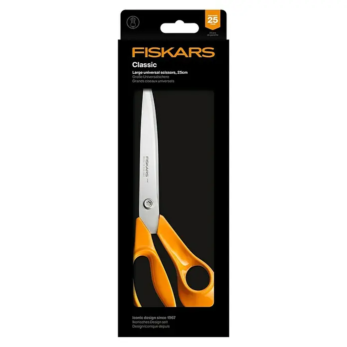 Fiskars Universalschere Classic - Rechtshänder, 25 cm, Farbe: Orange - Abbildung einer Fiskars Classic Universalschere, 25cm. Ideal für diverse Schneidarbeiten, ein zeitloses Werkzeug seit 1967.