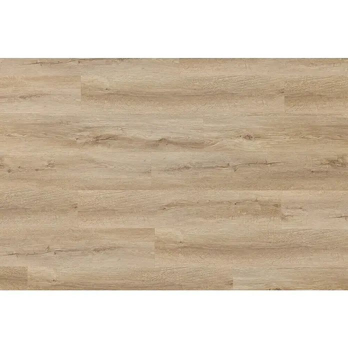 Vinylboden Silent - Sherman Eiche, Landhausdiele, 1.220 x 229 x 5,3 mm - Nahaufnahme des hellen Laminatbodens mit natürlicher Holzoptik. Das Laminat besticht durch seine helle Farbe und die authentische Maserung.
