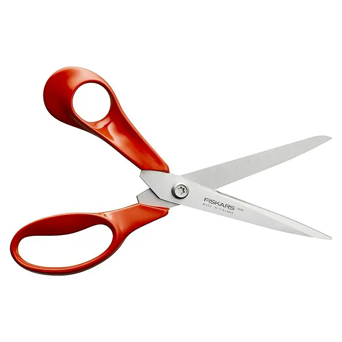 Fiskars Universalschere Classic - Länge: 21 cm, Rot - Rote Fiskars Bastelschere mit gezackter Klinge für kreative Projekte und zum Schneiden von Stoffen und Papier. Präzise Schnitte garantiert!