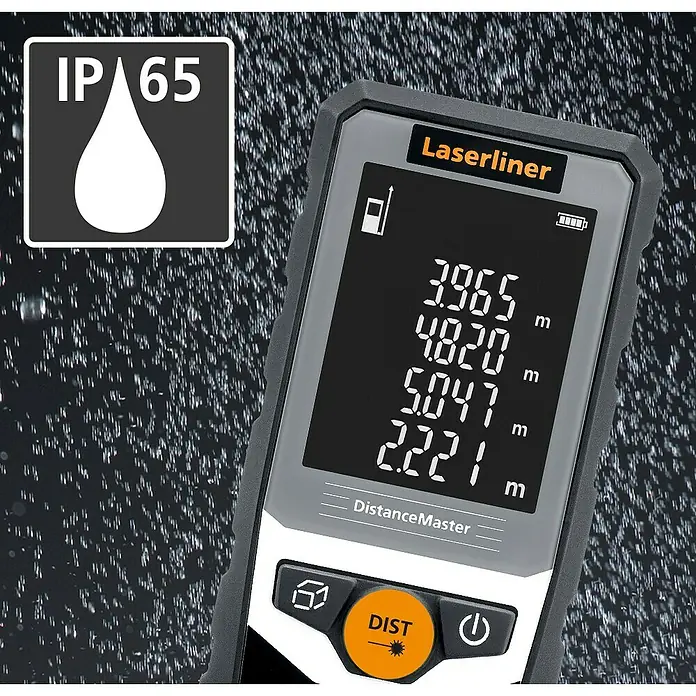 Laserliner Laserentfernungsmesser Distancemaster 40 - Messbereich: 0,05 - 40 m - Das Laserliner DistanceMaster Gerät mit IP65 Schutzklasse wird im Aussenbereich verwendet.