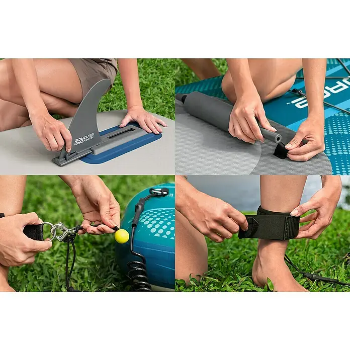 Bestway Hydro Force SUP-Board-Set Aqua Drifter™ mit Sitz - L x B x H: 335 x 91,5 x 15 cm, Nutzlast: 150 kg, Aufblasbar, Grün - Vorbereitung zum Paddeln: Die Montage der Finne, das Anbringen des Paddels und die Befestigung der Leine für ein sicheres Abenteuer.