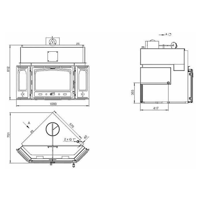 Prity Uložak kamina ATC W20  (25 kW, D x Š x V: 75 x 108 x 81 cm) | BAUHAUS