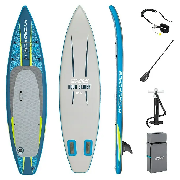 Bestway Hydro Force SUP-Board Aqua Glider™ - L x B x H: 320 x 79 x 12 cm, Nutzlast: 110 kg, Aufblasbar - Das Hydro-Force Aqua Glider Stand-Up-Paddle-Board-Set mit Pumpe, Paddel und Tragetasche für einen einfachen Transport zum See.