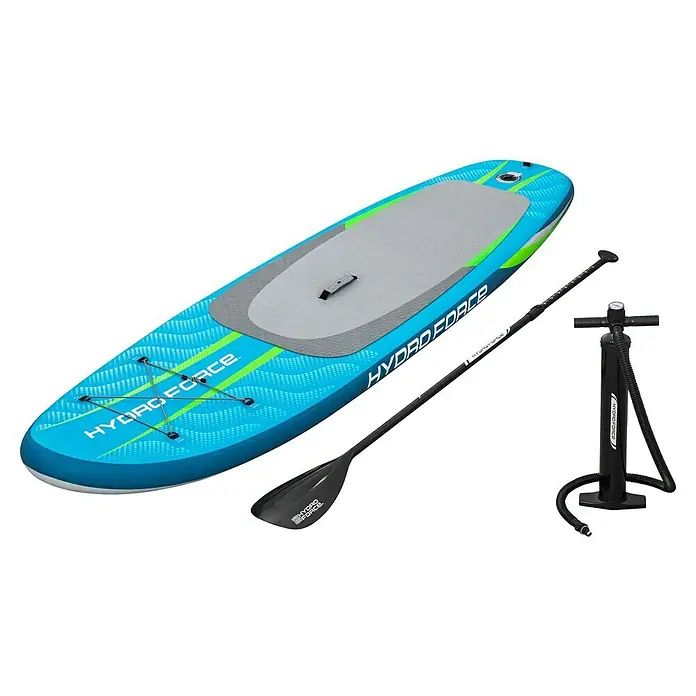 Bestway Hydro Force SUP-Board-Set Aqua Journey - L x B x H: 274 x 76 x 12 cm, Nutzlast: 100 kg, Aufblasbar, Blau/Weiß - Aufblasbares Hydro-Force SUP-Board mit Paddel und Pumpe. Ideal für Wassersportler, die ein transportables und praktisches Stand-Up-Paddle-Board suchen.