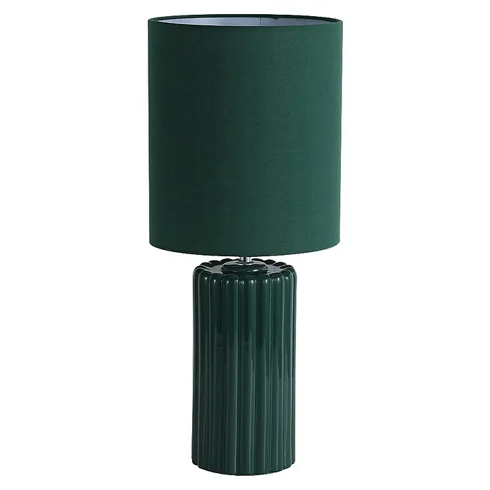 Searchlight Tischleuchte Groove - 60 W, Ø x H: 22 x 51 cm, Grün, Grün, E14 - Grüne Tischlampe mit geripptem Keramikfuß und passendem Lampenschirm.