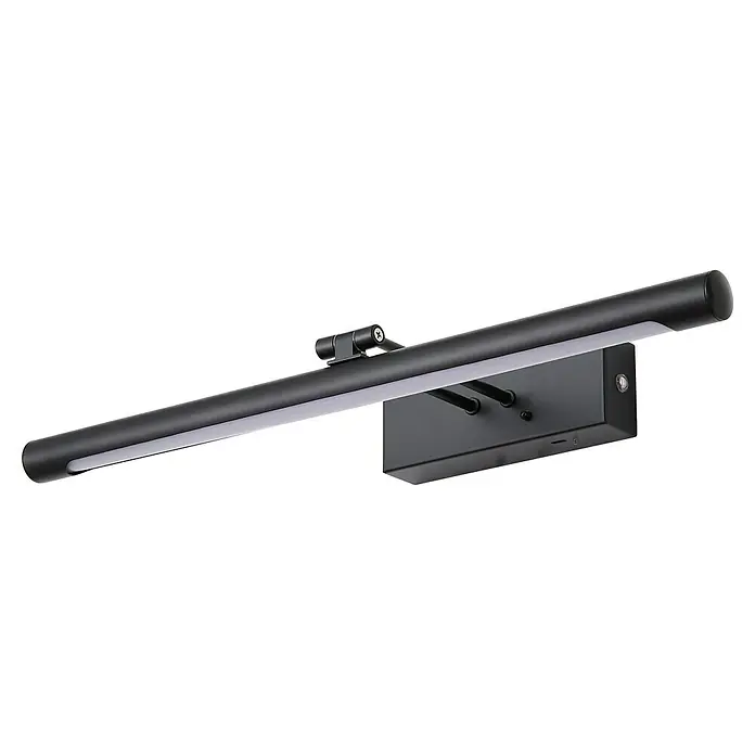 Searchlight LED-Bilderleuchte Holton - 3 W, L x B x H: 18 x 45,5 x 18 cm, Schwarz - Das Bild zeigt eine moderne, schwarze LED-Bilderleuchte, die sich ideal zur Beleuchtung von Kunstwerken und Fotos eignet. Das schlanke Design fügt sich nahtlos ein.