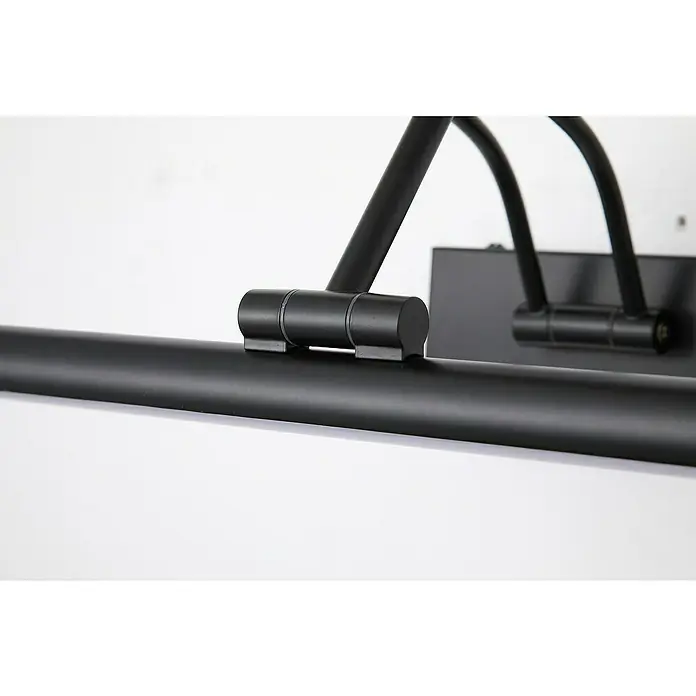 Searchlight LED-Bilderleuchte Herron - 3 W, L x B x H: 29,5 x 43,5 x 29,5 cm, Schwarz - Nahaufnahme einer eleganten, schwarzen Bilderleuchte mit schlichtem, modernem Design zur stilvollen Beleuchtung von Kunstwerken.