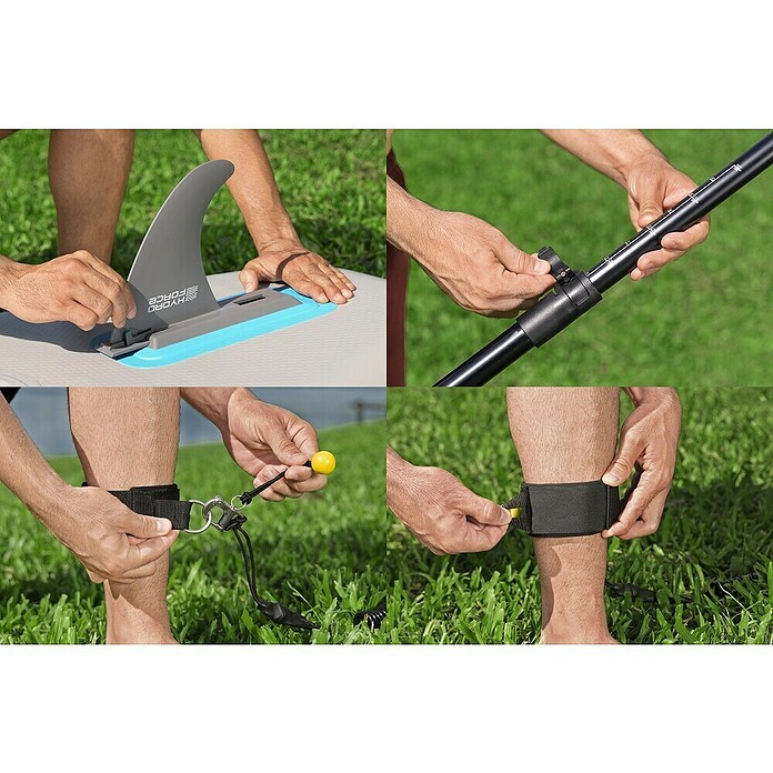 Bestway Hydro Force SUP-boardset Oceana™ Compactair™ met geïntegreerde elektrische pomp (l x b x h: 305 x 84 x 15 cm, Belasting: 130 kg, Opblaasbaar, Blauw) | BAUHAUS