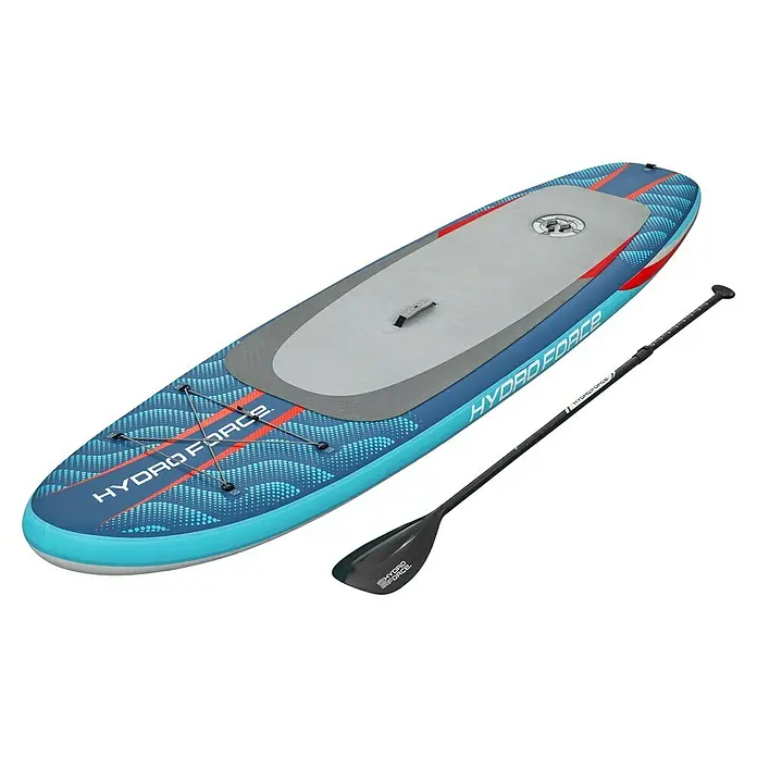 Bestway Hydro Force SUP-Board-Set Oceana™ Compactair™ mit integrierter Elektropumpe - L x B x H: 305 x 84 x 15 cm, Nutzlast: 130 kg, Aufblasbar, Blau - Hydro Force 2 Stand-Up-Paddleboard mit Paddel. Das aufblasbare SUP ist ideal für See, Fluss oder Meer.