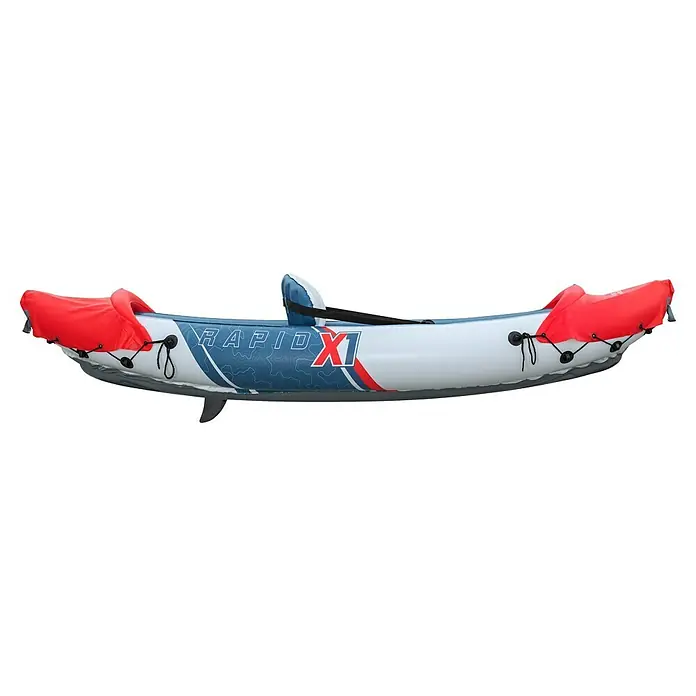Bestway Hydro Force Kajak Rapid X1 - L x B: 290 x 91 cm, Nutzlast: 120 kg, Geeignet für: 1 Person - Aufblasbares Kajak Rapid X1: Robustes Design mit roten Abdeckungen, ideal für Abenteuer auf dem Wasser. Optimaler Komfort und Stabilität.
