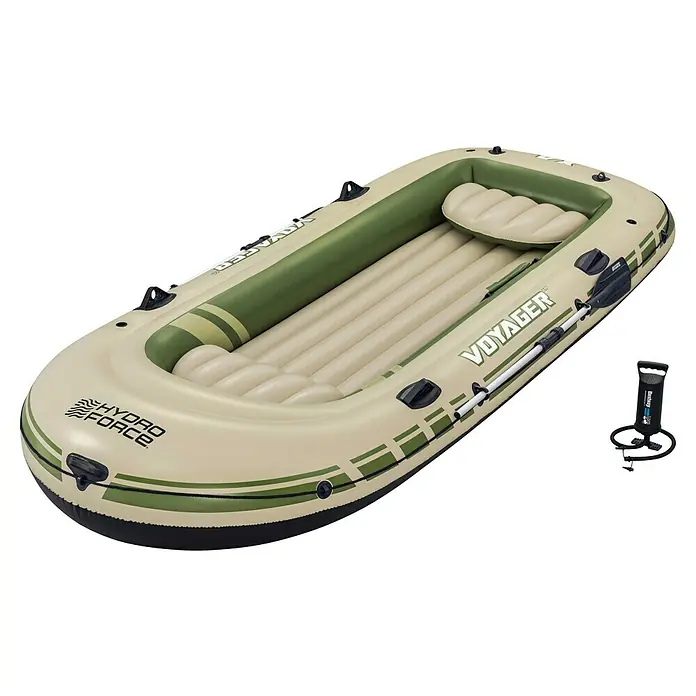 Bestway Hydro Force Schlauchboot Voyager™ X4 - L x B x H: 350 x 145 x 49 cm, Geeignet für: Max. 4 Personen, Nutzlast: 480 kg - Aufblasbares Hydro-Force Voyager Raft Boot Set mit Paddeln und Pumpe für Outdoor-Abenteuer und Freizeit auf dem Wasser.