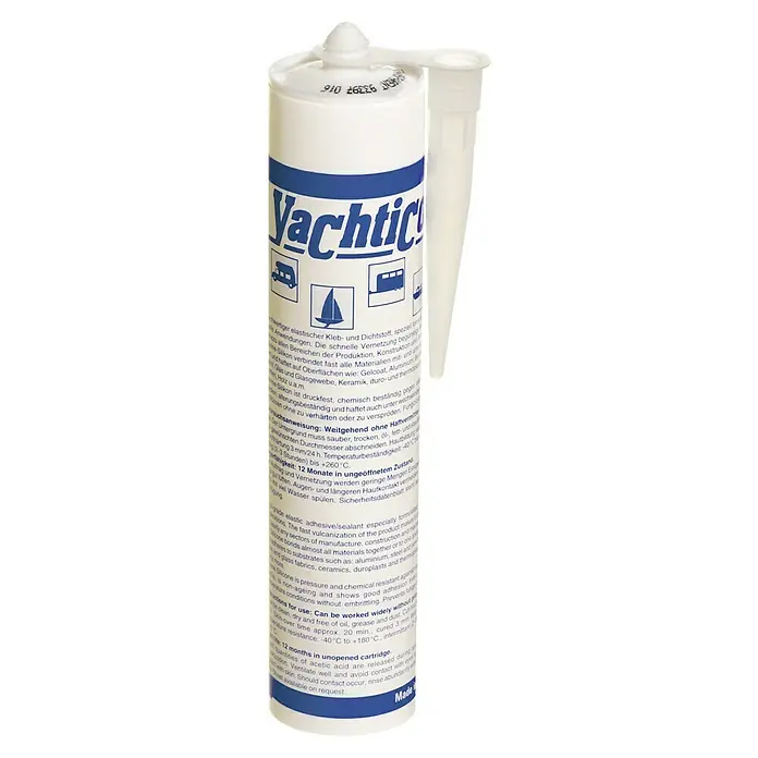 Yachticon Silikon Marine - Weiß, 310 ml - Ein Kartusche Yachticon Kleb- und Dichtstoff, ideal für Bootsbau und Reparaturen, bietet starke Haftung und dauerhafte Abdichtung.