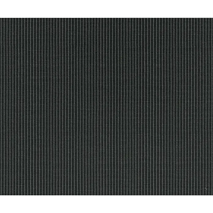 Kai Wiechmann Liegenauflage - Liege, Sonnenliege, Relaxliege, L x B x H: 195 x 60 x 6 cm, Polyacryl, Anthrazit - Detaillierte Nahaufnahme eines schwarzen Stoffes mit feinen, hellen horizontalen und vertikalen Linien, die ein feines Karomuster bilden.