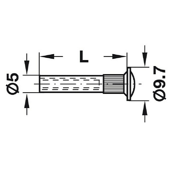 Häfele GewindehülseLänge: 27 mm, Passend für: Holzdicken 28 - 36 mm Front View