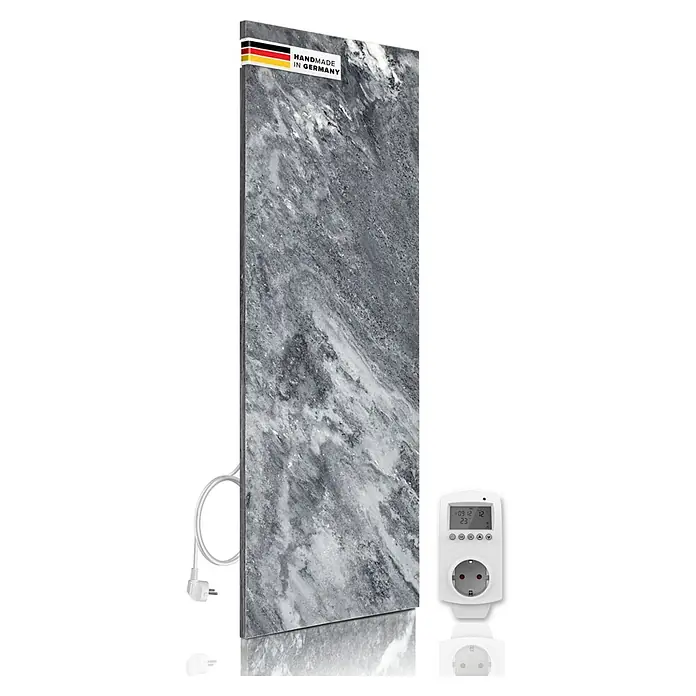 Marwona Infrarotheizkörper Infrarotheizung - 800 W, Shadow Grey 800 Watt Smart Home - Marmorheizkörper mit Temperaturregler.