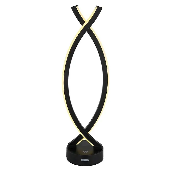 Globo LED-Tischleuchte Hela - Höhe: 41 cm, Schwarz, Warmweiß - Tischleuchte in Fischform. Moderne LED-Leuchte mit minimalistischem Design für stilvolle Beleuchtung und Aufladung von Geräten.