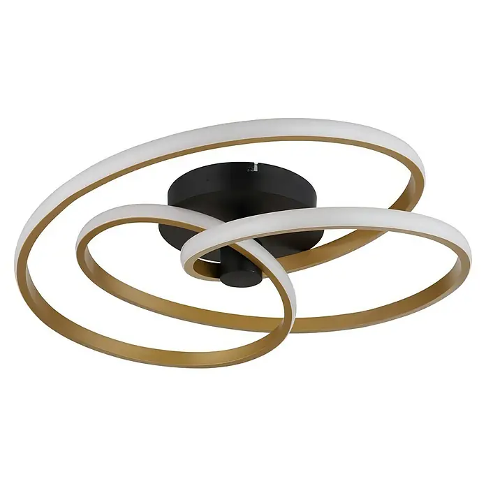 Globo LED-Deckenleuchte rund Glyxar - 40 W, Ø x H: 50 x 16 cm, Gold, Warmweiß - Moderne LED-Deckenleuchte mit geschwungenen, goldfarbenen Akzenten und energieeffizienter Beleuchtung für stilvolle Innenräume.