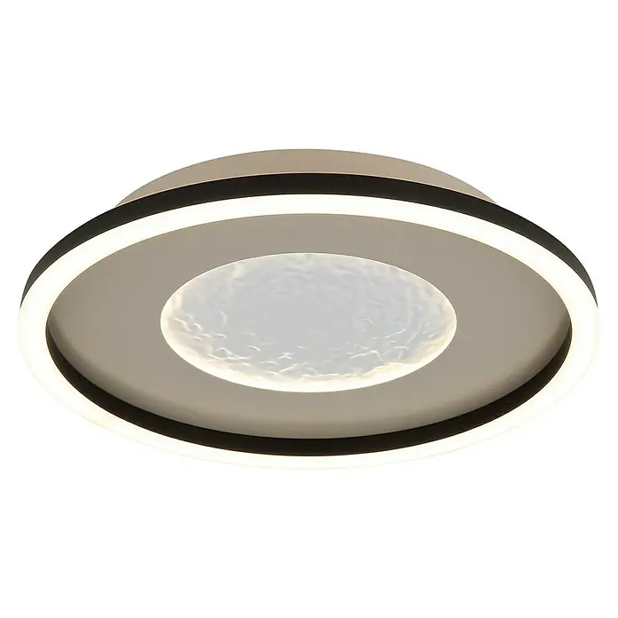 Globo LED-Deckenleuchte rund Wiley - 24 W, Ø x H: 33 x 5,7 cm, Weiß, Kaltweiß - Moderne runde LED-Deckenleuchte mit schwarzem Rand und Monddesign für stilvolle Beleuchtung im Raum.