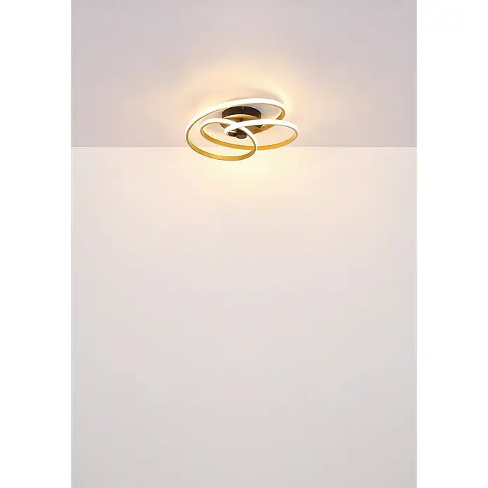 Globo LED-Deckenleuchte rund Glyxar - 40 W, Ø x H: 50 x 16 cm, Gold, Warmweiß - Elegante Deckenleuchte mit spiralförmigem Design in Gold und Weiß. Modernes Beleuchtungselement für stilvolle Innenräume mit sanftem, warmem Licht.