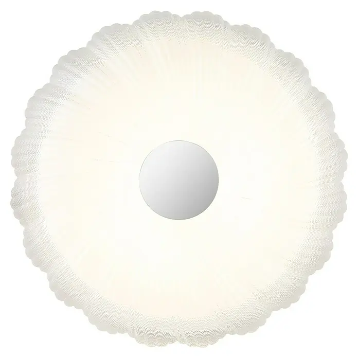 Globo LED-Deckenleuchte rund Cavendish - 24 W, Ø x H: 38 x 7 cm, Weiß, Warmweiß - Nahaufnahme einer eleganten, runden Deckenleuchte mit einem diffusen, weichen Licht und einem zentrierten, glatten Element.