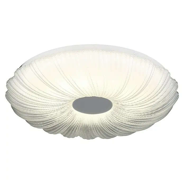 Globo LED-Deckenleuchte rund Cavendish - 24 W, Ø x H: 38 x 7 cm, Weiß, Warmweiß - Nahaufnahme einer modernen Deckenleuchte mit einem dekorativen, kreisförmigen Design und integriertem Licht.