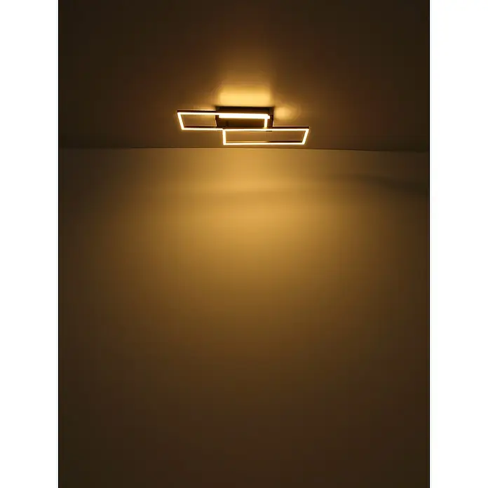 Globo LED-Deckenleuchte Highway - 24 W, L x B x H: 40 x 37,5 x 6,3 cm, Silber, Warmweiß - Moderne LED-Deckenleuchte mit rechteckigem Design und warmem Licht, die eine stilvolle Atmosphäre in jedem Raum schafft.