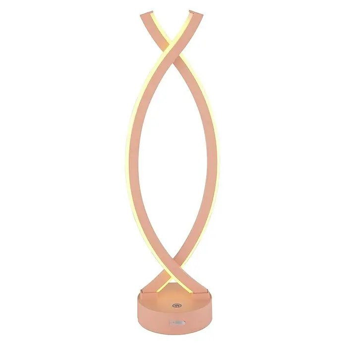 Globo LED-Tischleuchte Hela - L x B x H: 12,5 x 10 x 41 cm, Beige, Warmweiß - Modern gestaltete LED-Tischleuchte mit einem eleganten, spiralförmigen Design in Roségold, ideal für stilvolle Innenräume.