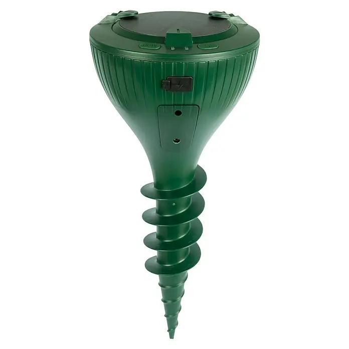 Windhager Wühlmaus- & Maulwurfschreck Mole Stop Solar Plus - Geeignet für: Maulwürfe, Grün - Ein grüner Maulwurfvertreiber mit Solarpanel und Erdspieß, um Maulwürfe und Wühlmäuse mit Ultraschall zu vertreiben.