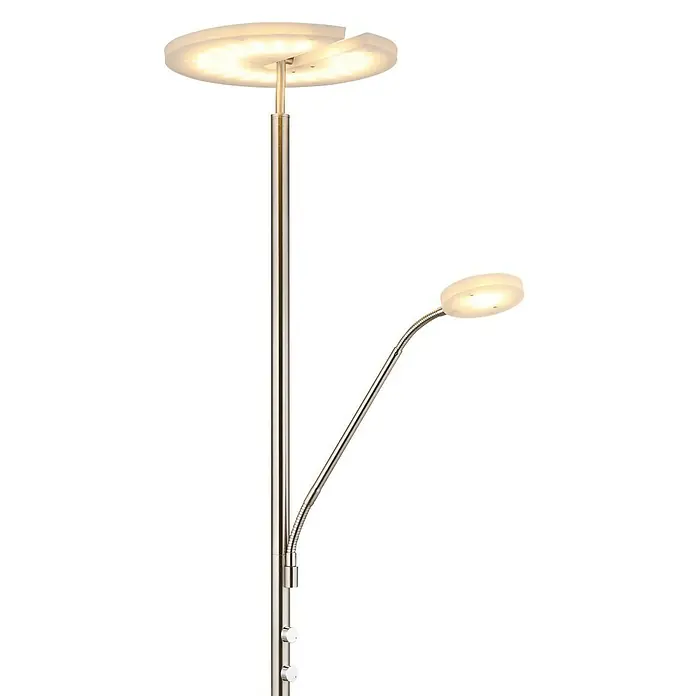 Globo LED-Deckenfluter Stanford - 28 W, Höhe: 180 cm, Nickel, Warmweiß - Elegante Stehlampe mit zwei Leuchten. Das perfekte Licht für jede Situation.