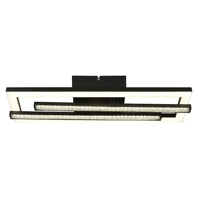 Globo LED-Deckenleuchte Highway - 24 W, L x B x H: 40 x 37,5 x 6,3 cm, Schwarz, Warmweiß - Moderne LED-Deckenleuchte mit stilvollem Design, ideal für Wohnräume. Die Lampe bietet helle und energieeffiziente Beleuchtung.