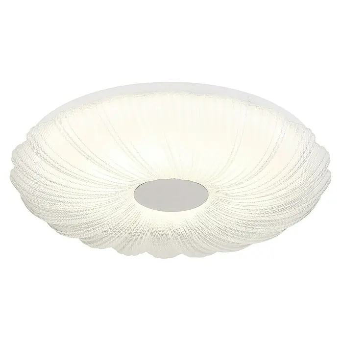 Globo LED-Deckenleuchte rund Cavendish - 24 W, Ø x H: 38 x 7 cm, Weiß, Warmweiß - Helle LED-Deckenleuchte mit dekorativem, gewebtem Lampenschirm, ideal für moderne Wohnräume. Sorgt für angenehme Beleuchtung.